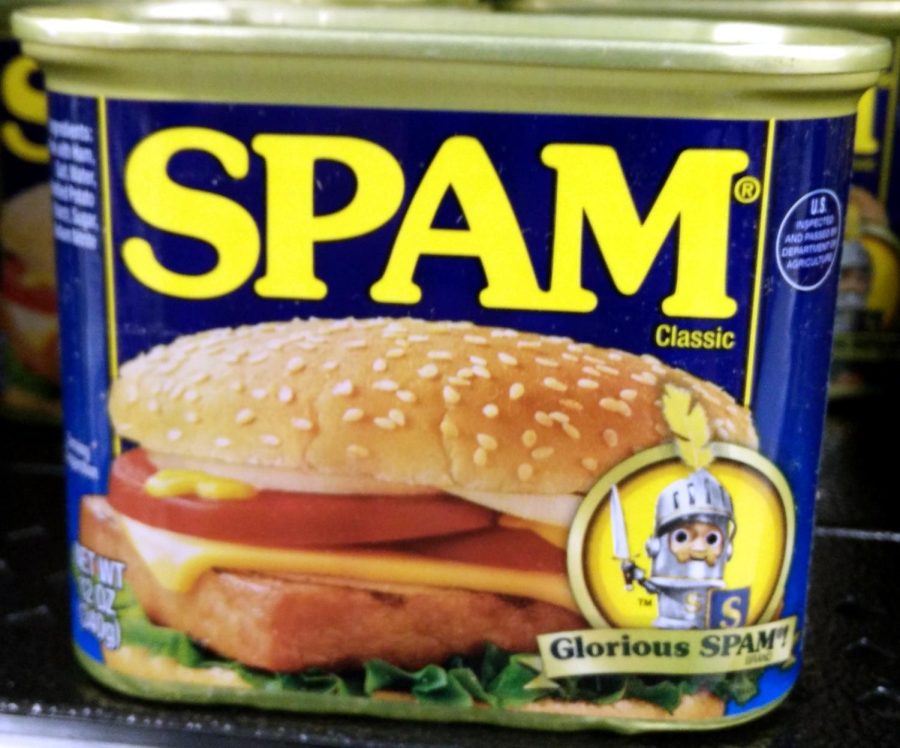 Pictured is SPAM, which is actually a chopped pork and ham product. Its very popular in Hawaii. 