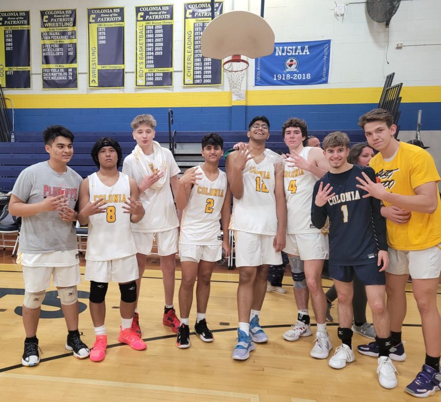 The+team+members+of+Colonias+volleyball+team+consists+of+David+Cabrera%2C+Ohm+Shah%2C+Jonathan+John%2C+Michael+McSorley%2C+Matthew+Scherb%2C+and+Michael+Howell+%28from+left+to+right%29.+Michael+McSorley+and+Jonathan+John+are+the+major+players+of+the+game.