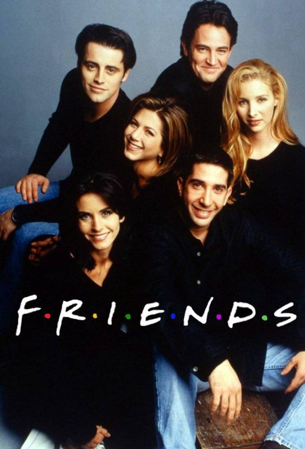 Pictured is the cast of Friends. In The One with the Football, they compete in a three-on-three football game in the park on Thanksgiving.