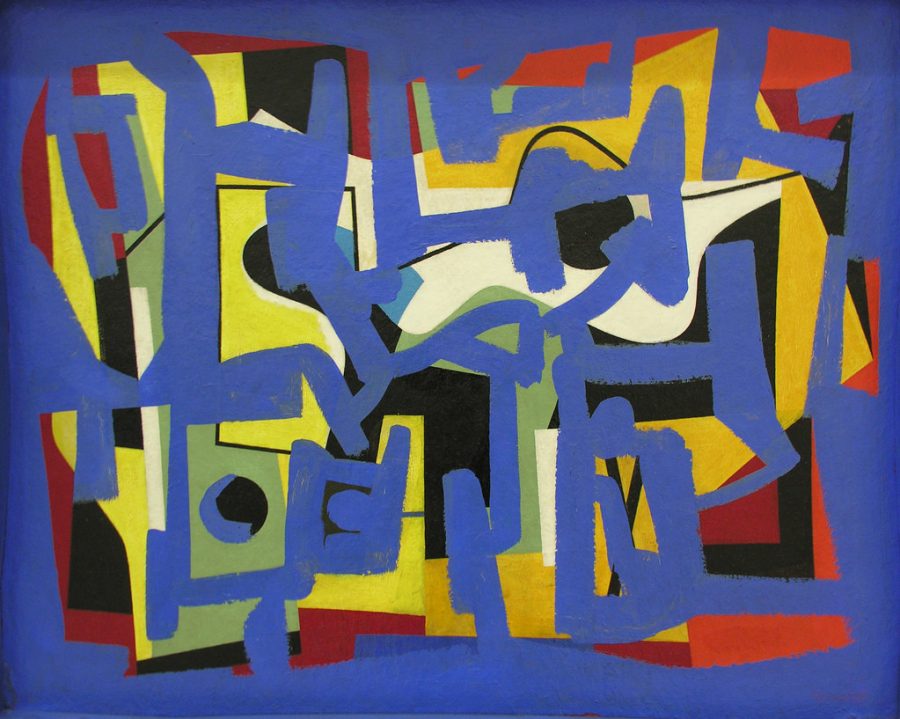 Painter Ad Reinhardt is a featured artist at the Museum of Modern Art. His painting, “Abstraction”, was created between 1939-1944. His work reflects his concepts on life. 