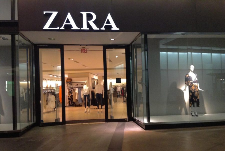 Pictured is a mall location Zara store. Zara has increased in popularity over recent years and puts emerging fashions on display in its storefront.
