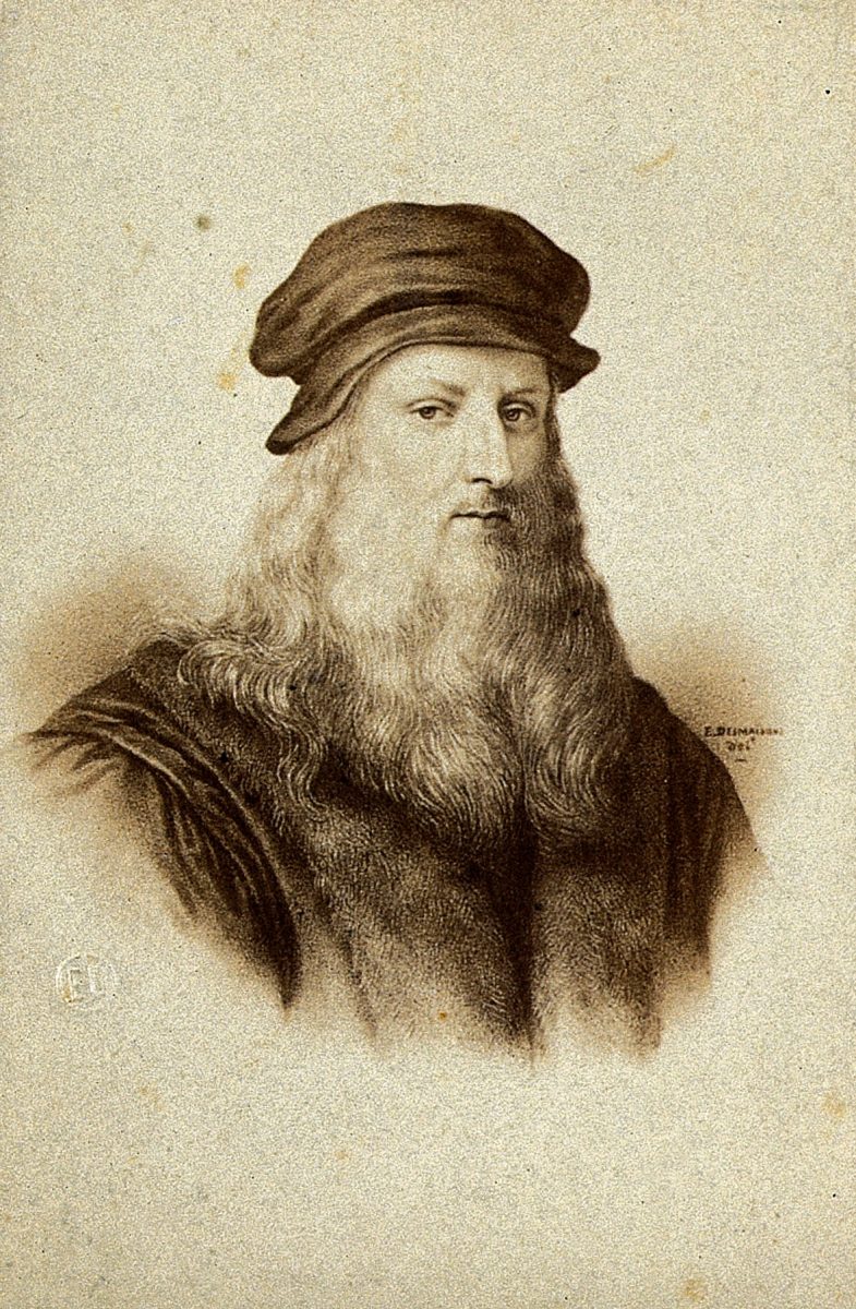 V0027541EL Leonardo da Vinci. Photograph by E. Desmaisons after a print