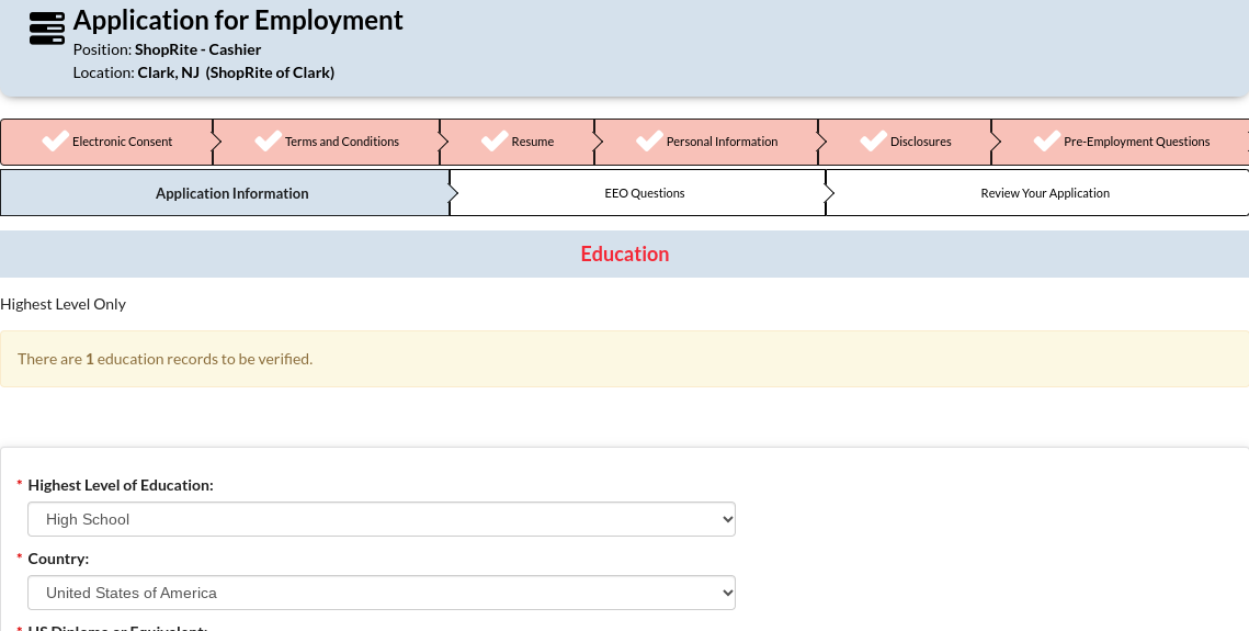 Application from Shoprite careers tab. Applications have become more accessible on stores websites. 