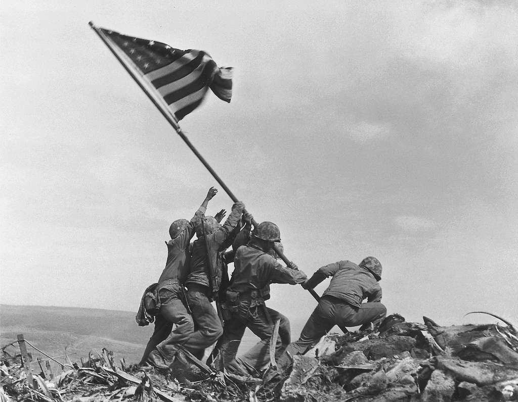 February 23, 1945- U.S. flag raised during battle with Iwo Jima