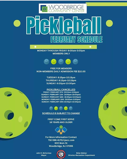 If interested in joining a pickleball team or playing, The Woodbridge Community Center pickleball courts. See the flier and their website for more information.