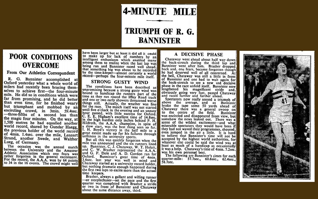 May 6th, 1954- Roger Bannister runs first ever sub-4 minute mile