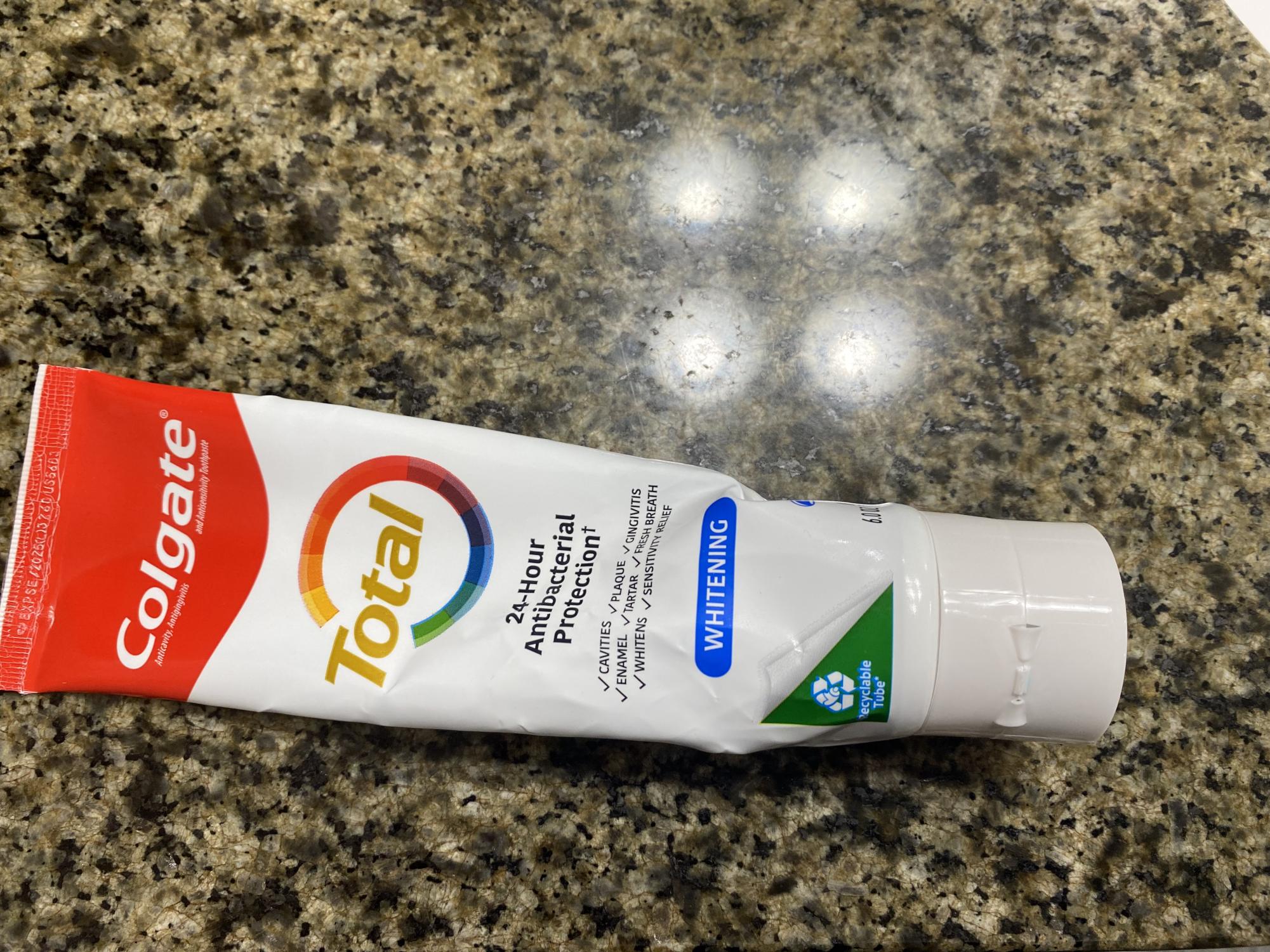 One of the many toothpastes you can use on your pimples.