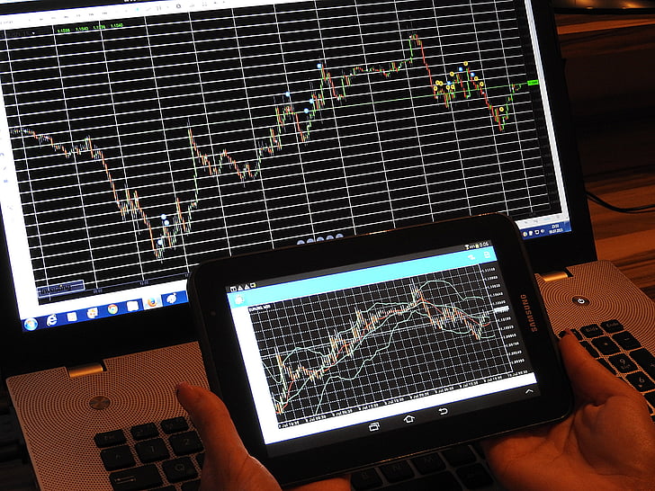 Fluctuating graph lines in the market.