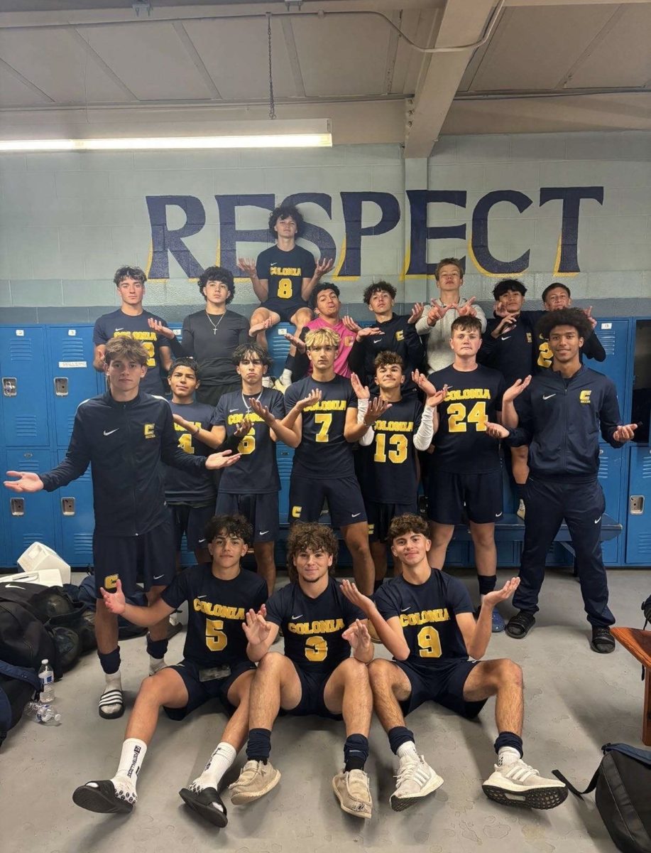 After an outstanding game against Woodbridge High School, Colonia boys' celebrate their 4-0 win. Cristian Alvarez scored 3 out of those 4 goals, gaining himself a hat trick.