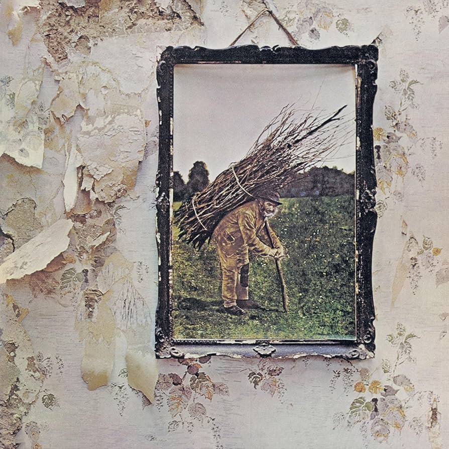 Cover art for the album Led Zeppelin IV where the featured songs Black dog and Stairway to Heaven are apart of