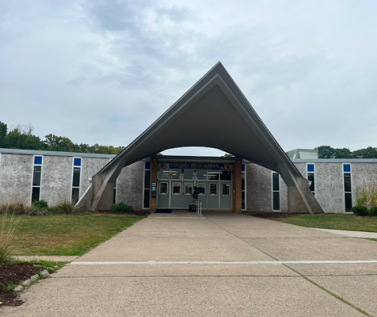 This is the front of Colonia High School in which the Woodbridge township Hockey represents. 