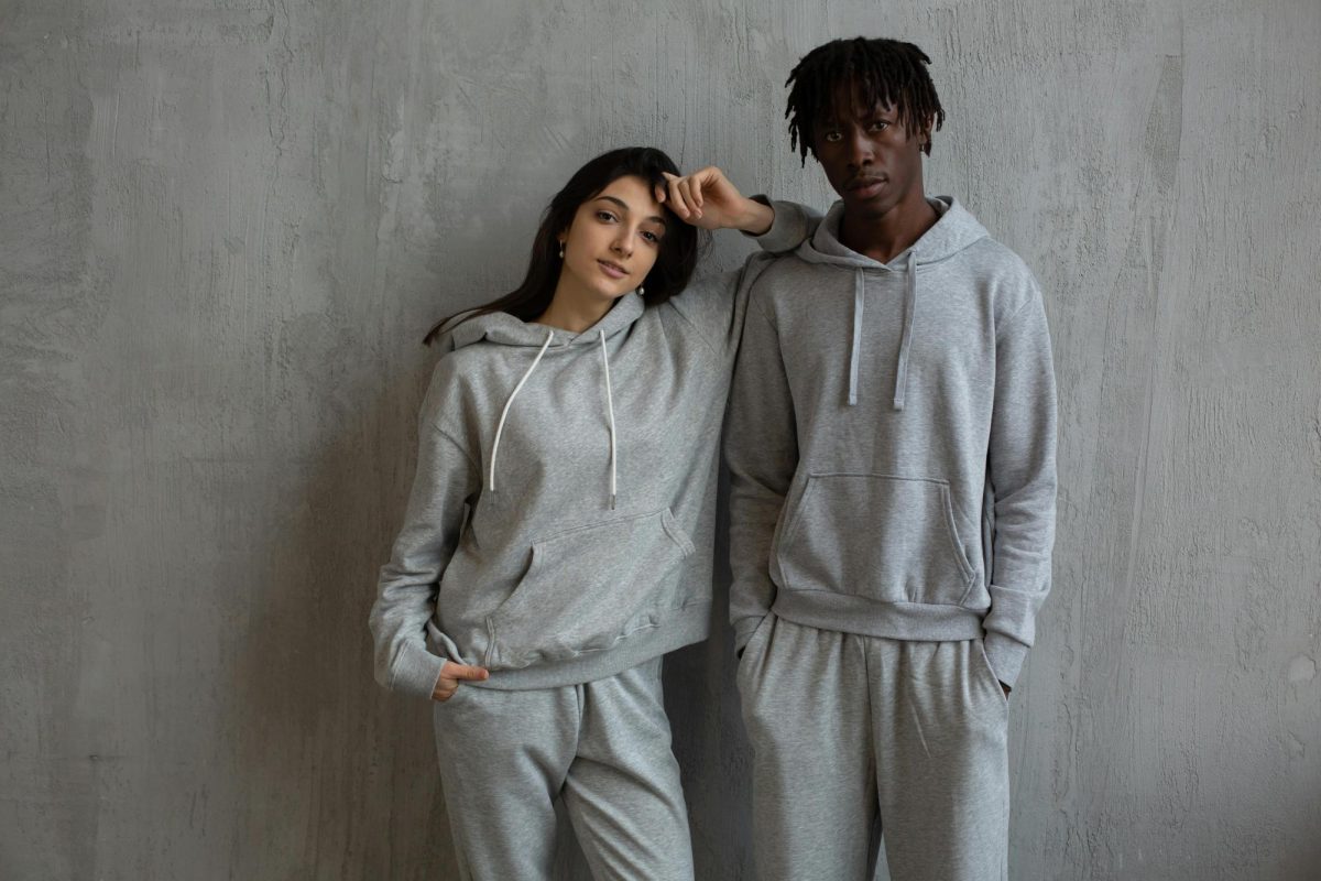 Sweatsuits being worn by modern teenagers.