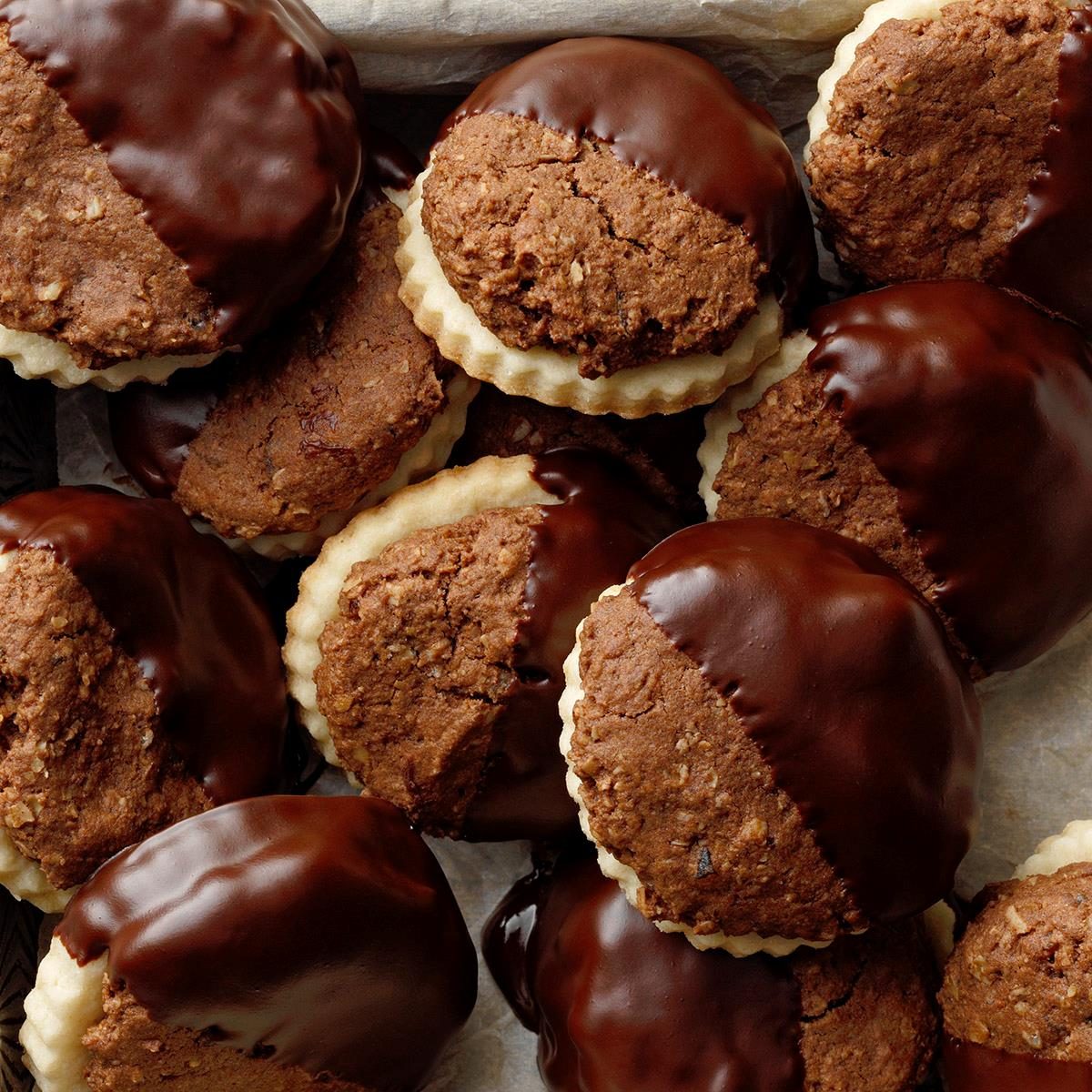 Chocolate Crust of a cookie with up to two to three different types of chocolates