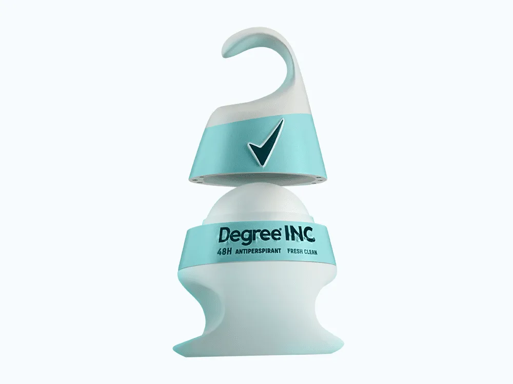 The design of Degrre Inc Deodorant includes Braille instructions on the label